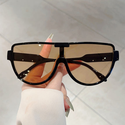 Fashion Large Frame Conjoined Internet Celebrator Same Style Aviator Women's Sunglasses Advanced Sense Trendy Street Photoshoot Windproof Sunglasses