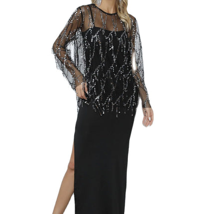 2024 autumn new clothes cross-border women's sequined tassel blouse suspender dress two-piece set