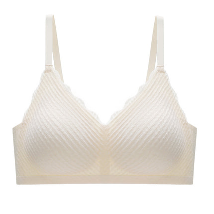 New Wheat Spike Lace Traceless Underwear No Steel Ring Anti-Sliding Sexy Gather Strap Bra Thin