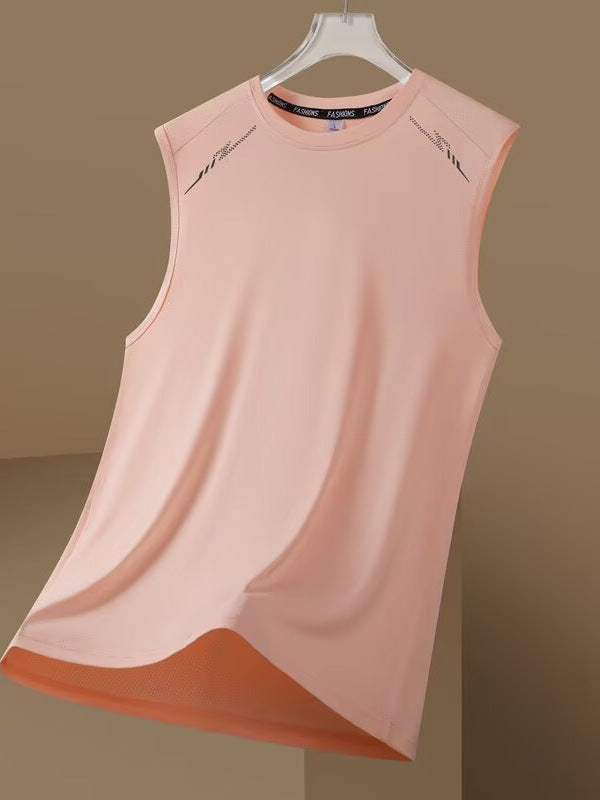 2025 New Summer Men's Real Ice Silk Vest Men's Sports Thin Quick-Drying Cool Sports Vest Fitness Sleeveless