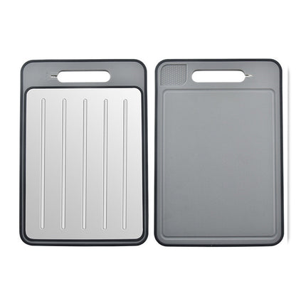 Stainless Steel Multifunctional Cutting Board with Knife Sharpener, Garlic Grinder, Meat Cutting Board, Aluminum Alloy Double-Sided Thawing Cutting Board