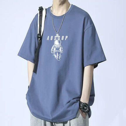 2024 Summer Short-sleeved Loose T-shirt Men's Trendy Brand Casual Half-sleeved Trendy T-shirt Base Shirt Five-sleeved Top