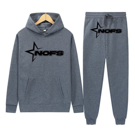 Y2K New Long Sleeve Noes Hoodie Suit Sweatshirt Two-Piece Punk Band Rock Clothing Streetwear