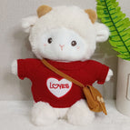 Red lowes sweater + dark brown bag / About 23cm