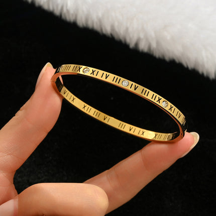 Titanium Steel Bracelet Does Not Fade, Diamond-Encrusted Real Gold Electroplated 18K Gold Stainless Steel Bracelet Douyin Cross-Border Same Style