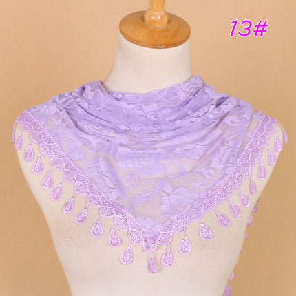 Hot Selling Lace Triangle Scarf Cut Out Korean Triangle Scarf Women's Export Hot Selling Summer Sun Protection Decorative Veil