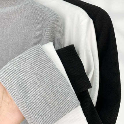 Super Slimming brushed thread half turtleneck bottoming shirt high waist short slim-fit long sleeve hot girl top spring women's clothing