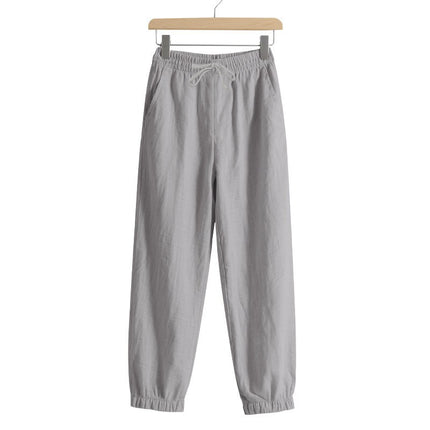 European and American Cross-Border Independent Station Four-Season Beach Trendy Men's Loose Linen Large Size Casual Sports Leggings Trousers for Men