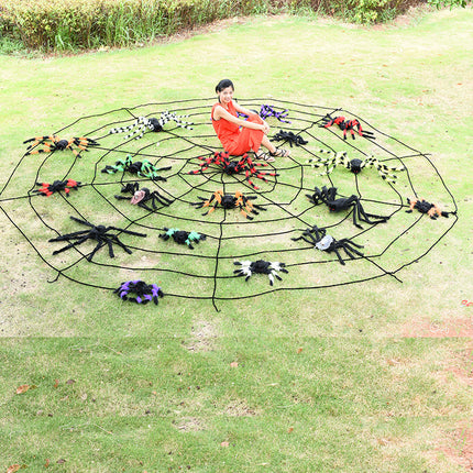 in stock Halloween Triangle Spider Web Super Fan Web Pie Decorative Props for Easter Atmosphere