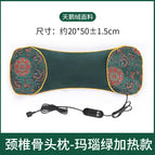 Heated crystal velvet bone pillow green