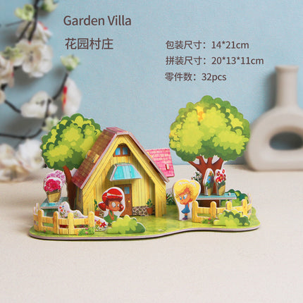 Paper 3D Stereo Puzzle Education School Model DIY Handmade Kidsren's Educational Toys Girls Kindergarten Wholesale