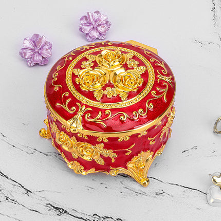 European retro metal jewelry box princess jewelry box exquisite enamel ladies necklace jewelry storage box wholesale