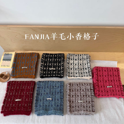 Winter Christmas New Year Red Knitted Woolen Scarf Women's All-match Ambience Thickened Warm Scarf for Students