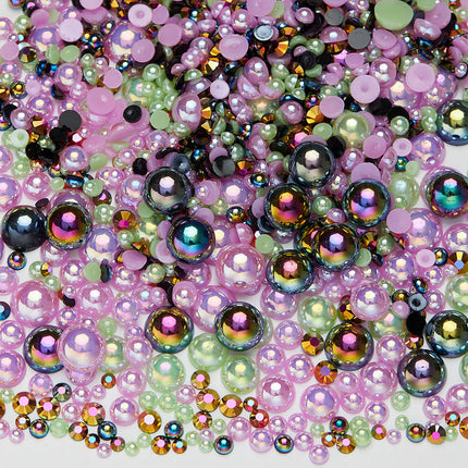 Nail Art Ab Colorful Flats Bottom Diamond Semi-Circle Pearl Mixed Color Set DIY Material Mobile Phone Shoes Clothing Cup Accessories