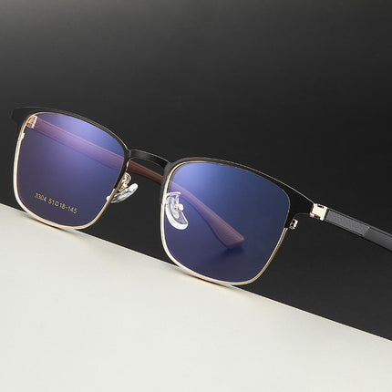 New Eyebrow Frame Metal Myopia Frame Big Face Retro Cross-Border Men's Optical Frame Spring Leg Flat Mirror Manufacturer