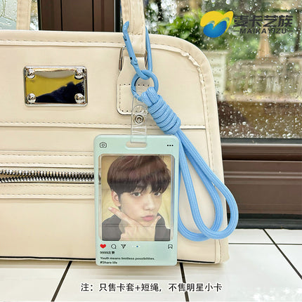 New Ins Style Transparent Card Holder for Star-Chasing Small Cards, Polaroid Card Holder, Lanyard, Campus Student Meal Card Id Holder