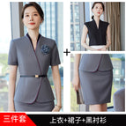 Three-piece gray top skirt black shirt / S