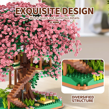 Cross-border TEMU Compatible Lego Sakura Tree House Rainbow Tree Blocks Children's Educational Assembled Toys for Girls Gift