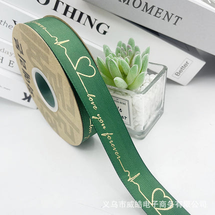 2.5cm Gold-Stamped Popular Style Direct from Manufacturer, Flower Packaging Handmade DIY Ribbon, Baking Packaging Ribbon Wholesale