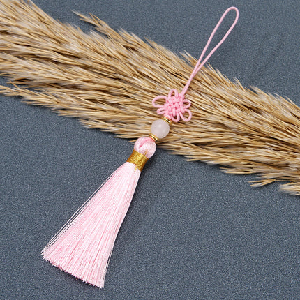 Tassel Spike Chinese Knot Mini Pendant Nylon Jade Line Vertical Ice Silk Constant DIY Sachet Folding Fan Hanging