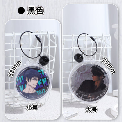 Round Badge Holder Box 58mm 75mm Badge Case Transparent Acrylic Portable Storage Box