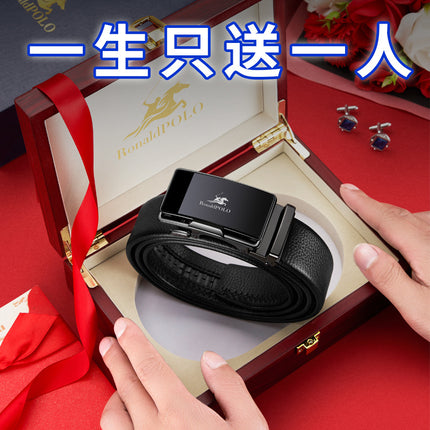 Platinum Paul Leather Men's Belt Top Layer Cowhide Automatic Buckle Business Casual Belt High-end Trousers Wholesale