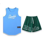 Sky blue top + green pants / S