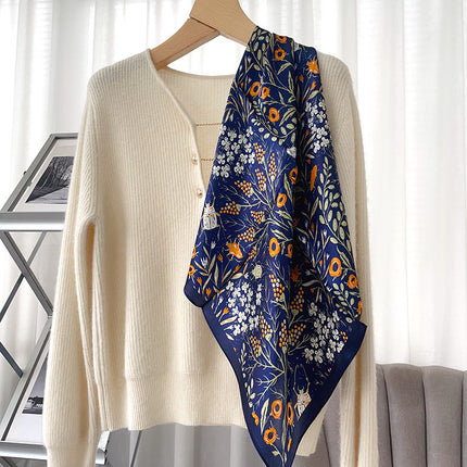 A variety of how many flowers silk small square scarf elegant temperament ladies mulberry silk small scarf fashion simple scarf