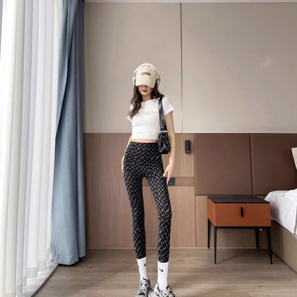 2025 New Women's Starry Dot Print Leggings Women's Nine-Point Pants Yoga Slimming Outerwear Women's Pants