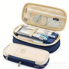 Canvas retractable pencil case [navy blue]