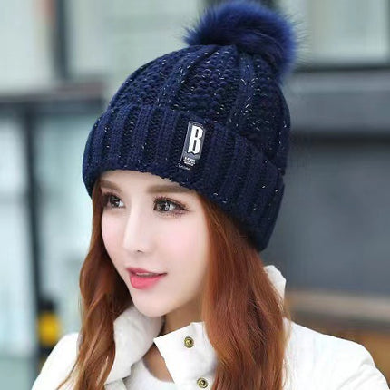Winter Korean Style Woolen Hat for Women with Velvet and Thickeneded Scarf for Mothers to Heattech and Cold-Proof Knitted Trendy Hat for Cycling