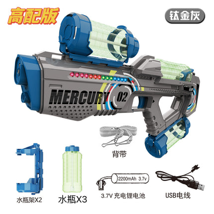 Cross-Border Electric Large Light Water Gun Summer Water Play High Pressure Burst Large Capacity Alarm Stall Wholesale Toys Gifts