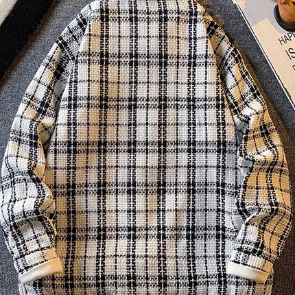 American retro houndstooth small fragrant style woolen coat high-end feeling ruffian handsome lapel jacket home figure# XXF024