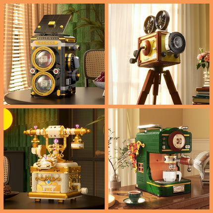 [wholesale generation] nostalgic retro telephone projector coffee machine building blocks compatible with Lego ornaments gift