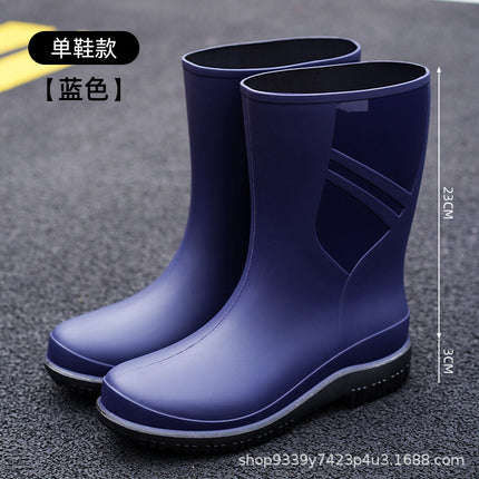 Cross-border Waterproof Shoes Men's Rain Shoes Fashion Thickened Rain-proof Rubber Shoes Work Anti-slip Fishing Kitchen Rain Boots for Foreign Trade