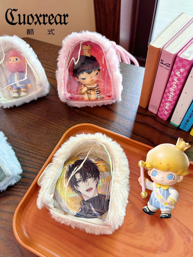 Original Plush Transparent Storage Bag Mini Cute Coin Purse Canvas Earphone Bag Storage Hanging Bag
