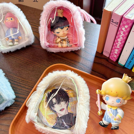 Original Plush Transparent Storage Bag Mini Cute Coin Purse Canvas Earphone Bag Storage Hanging Bag