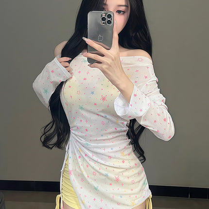 2025 New Split Swimsuit Women's Bikini Three-Piece Cover-Up Long-Sleeved Sun Protection Seaside Resort Hot Spring Pure Desire