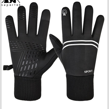 Cycling Warm Gloves Men's Autumn and Winter New Outgoing fleece-lined Thickened Windproof Cycling Touch Screen Non-slip Warm Gloves