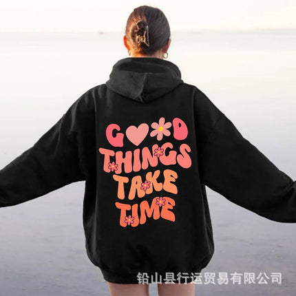 Colorful Good Things Hoodie Retro Women's Long-Sleeved Pullover Mental Health Hoodie Pullover