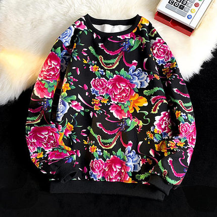 Northeast Dahua Sweater Men's Spring and Autumn 2024 New Chinese Style Dragon Year Festive Round Neck Long Sleeve T-Shirt