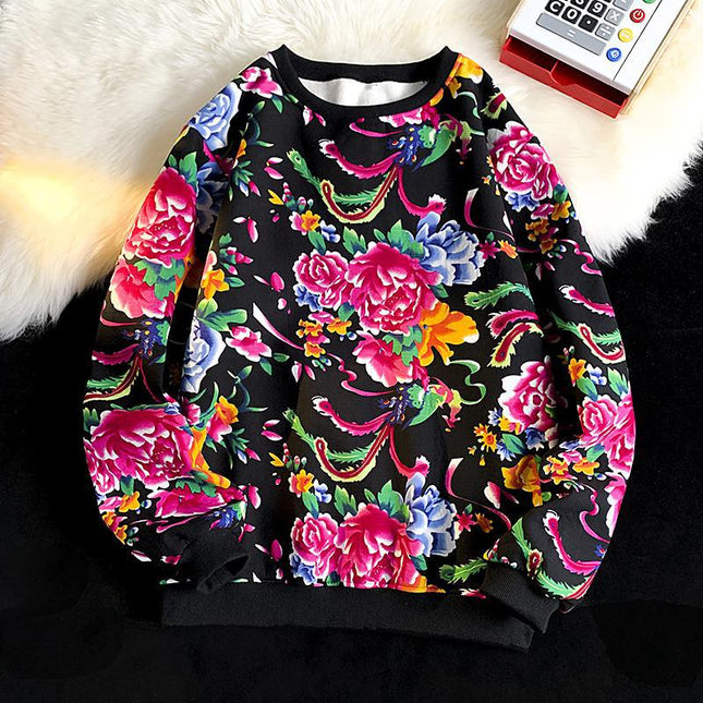 Northeast Dahua Sweater Men's Spring and Autumn 2024 New Chinese Style Dragon Year Festive Round Neck Long Sleeve T-Shirt