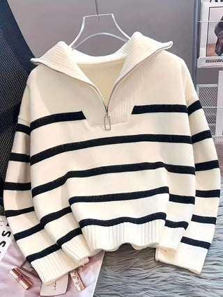 2025 Hot-Selling Fashionable Versatile Casual Striped Pullover Cross-Border Platform Supply Chain