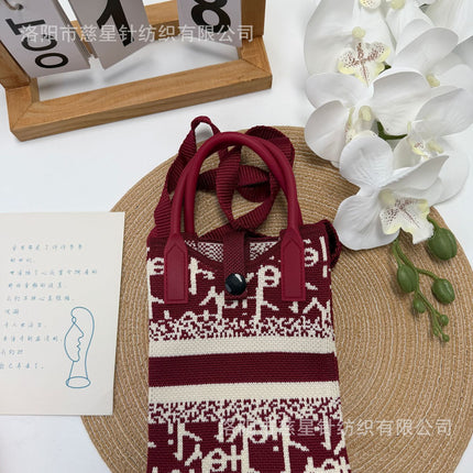 Girl's Heart-Shaped Knitted Crossbody Bag