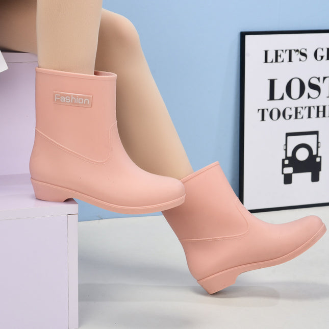 Fashionable Women's Short Rain Boots, Warm Cotton Rain Boots, Women's Kitchen Canteen Water Shoes, Bathroom Non-Slip Rubber Shoes, Women's Rain Boots