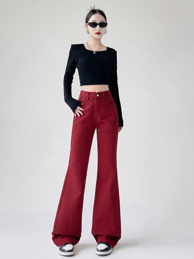 American Style New Fashion Women's High-Waisted Slimming Straight-Leg Jeans Women's Floor-Length Jeans Denim Straight-Leg Pants Ankora