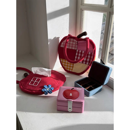 Tagi.Apple Compressed Biscuit Creative Niche Cute Jewelry Box Portable Double-Layer Large-Capacity Storage Box
