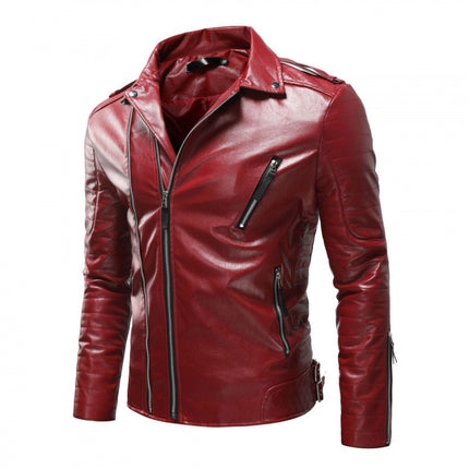 2023 Cross-Border New Spot European and American Men's Fashion Pressed Cotton Windproof Motorcycle Leather Jacket Wholesale