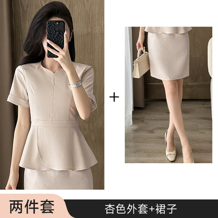 Summer Business Wear Short-sleeved Suit suit Women's Dress Slim-fit Temperament Hotel Front Desk Sales Department Jewelry Store Work Clothes