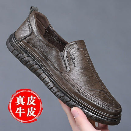 2023 Summer new men's shoes breathable non-slip slip slip-on deodorant versatile comfortable fashion men's leather shoes